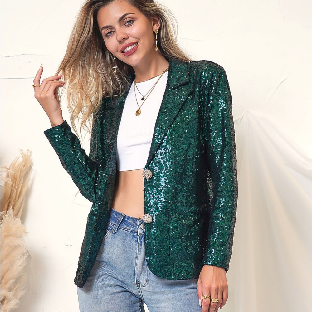 Green Sequin Blazer